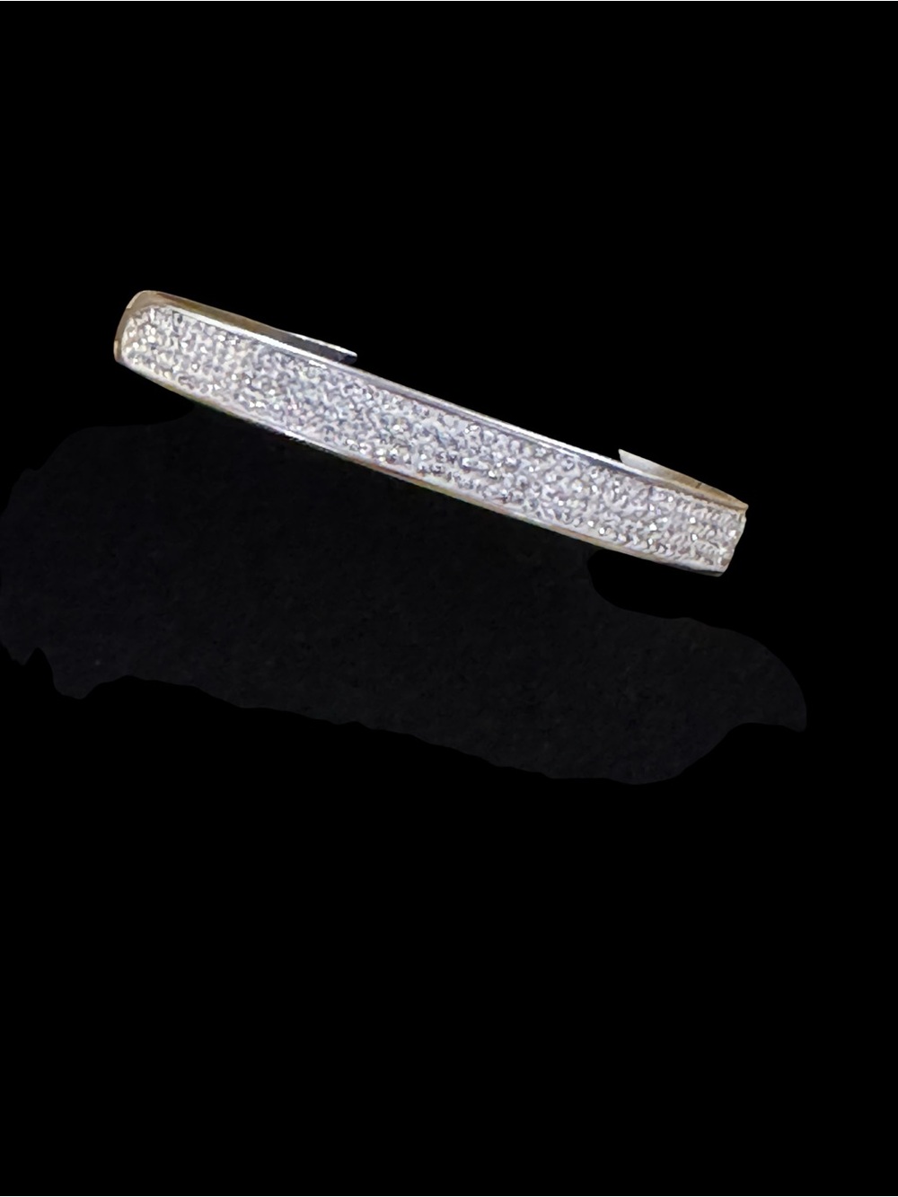 Stainless Steel Bangle with Pave-set Stones
